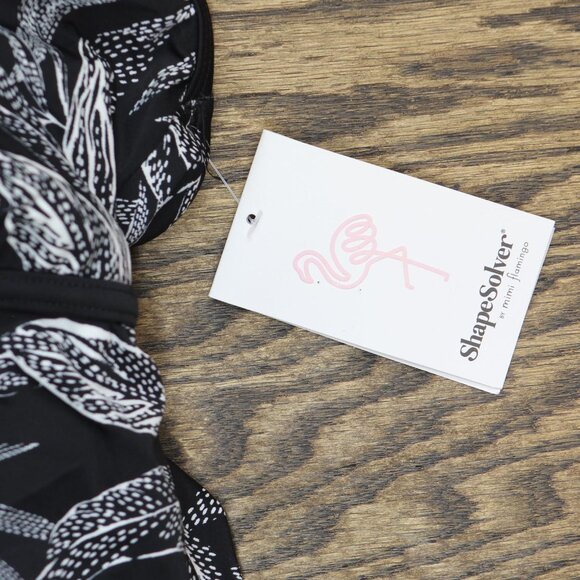 NWT Shape Solver One Piece Encounter Empire Leaf Swim Dress Black Multi 16 - Picture 6 of 7
